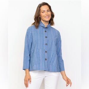 New HABITAT CLOTHES SZ lg Power Stretch Striped Swing Jacket